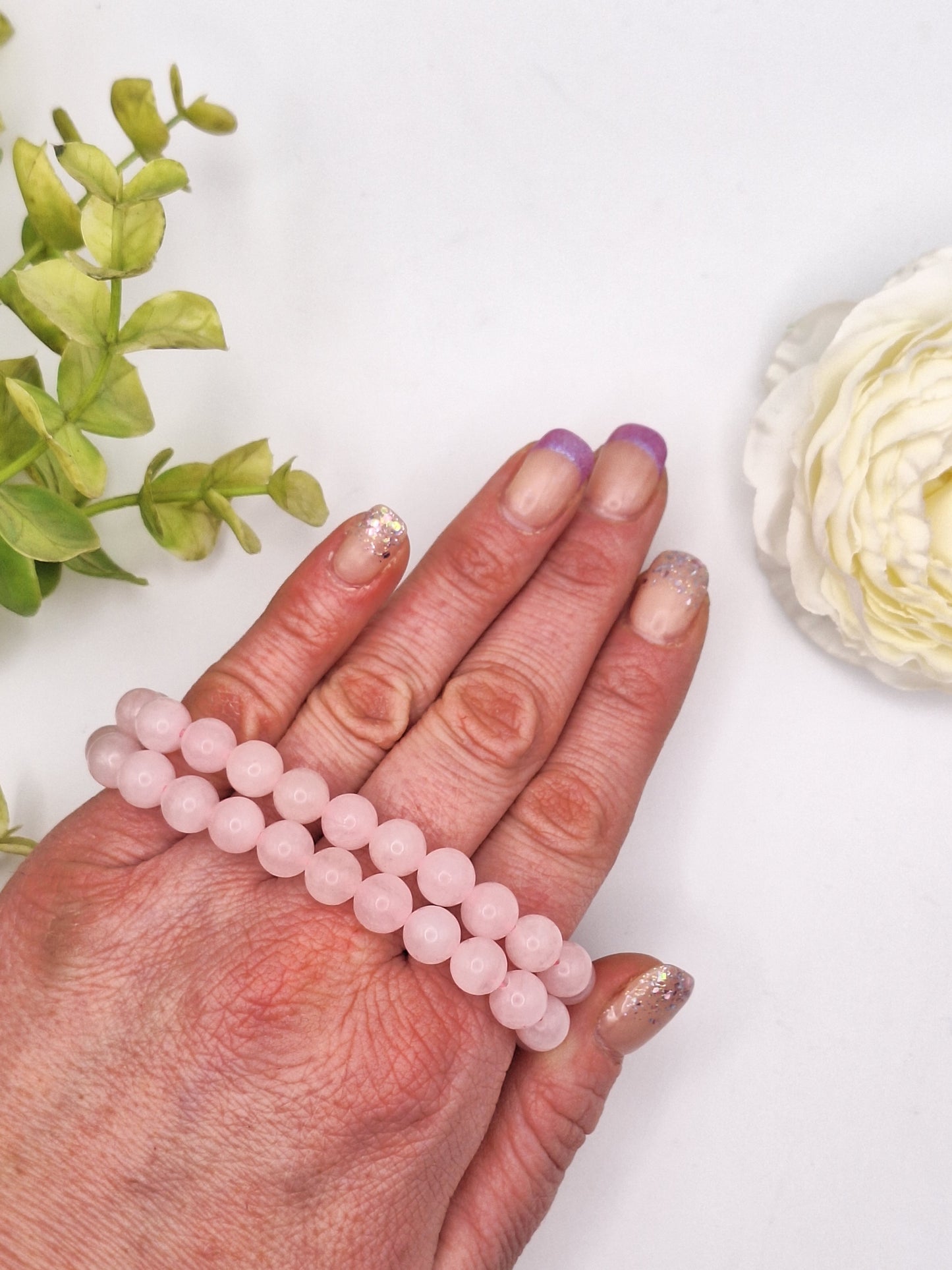 Rose Quartz Bracelet 8mm Round Beads
