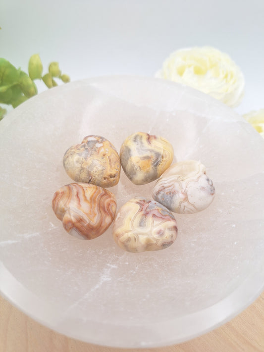 Yellow Crazy Lace Agate Small Heart
