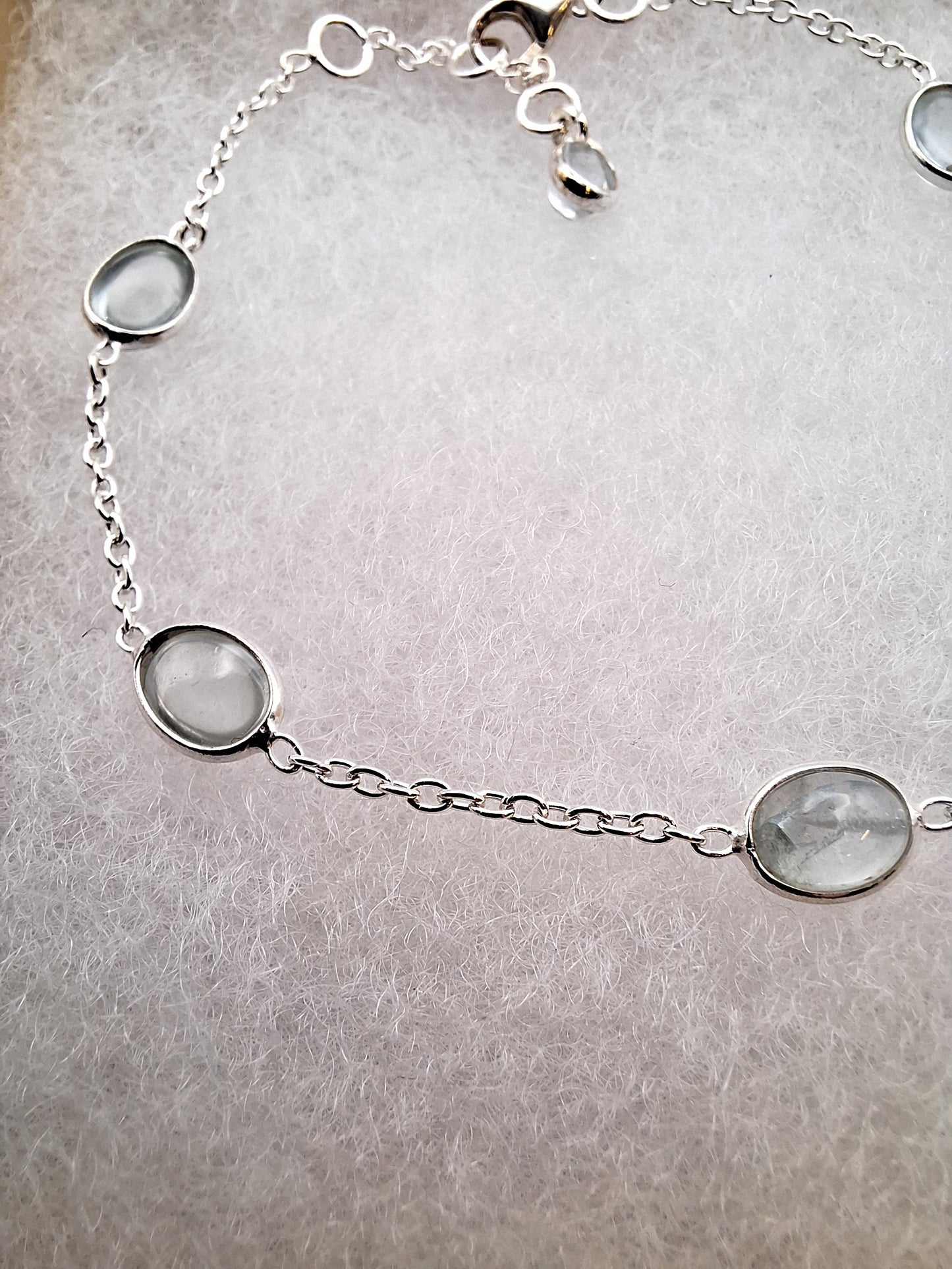 Aquamarine Sterling Silver Adjustable Bracelet