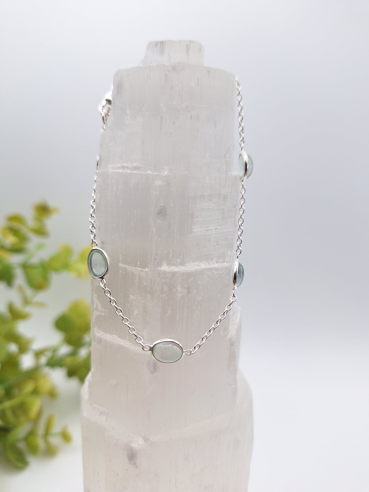 Aquamarine Sterling Silver Adjustable Bracelet