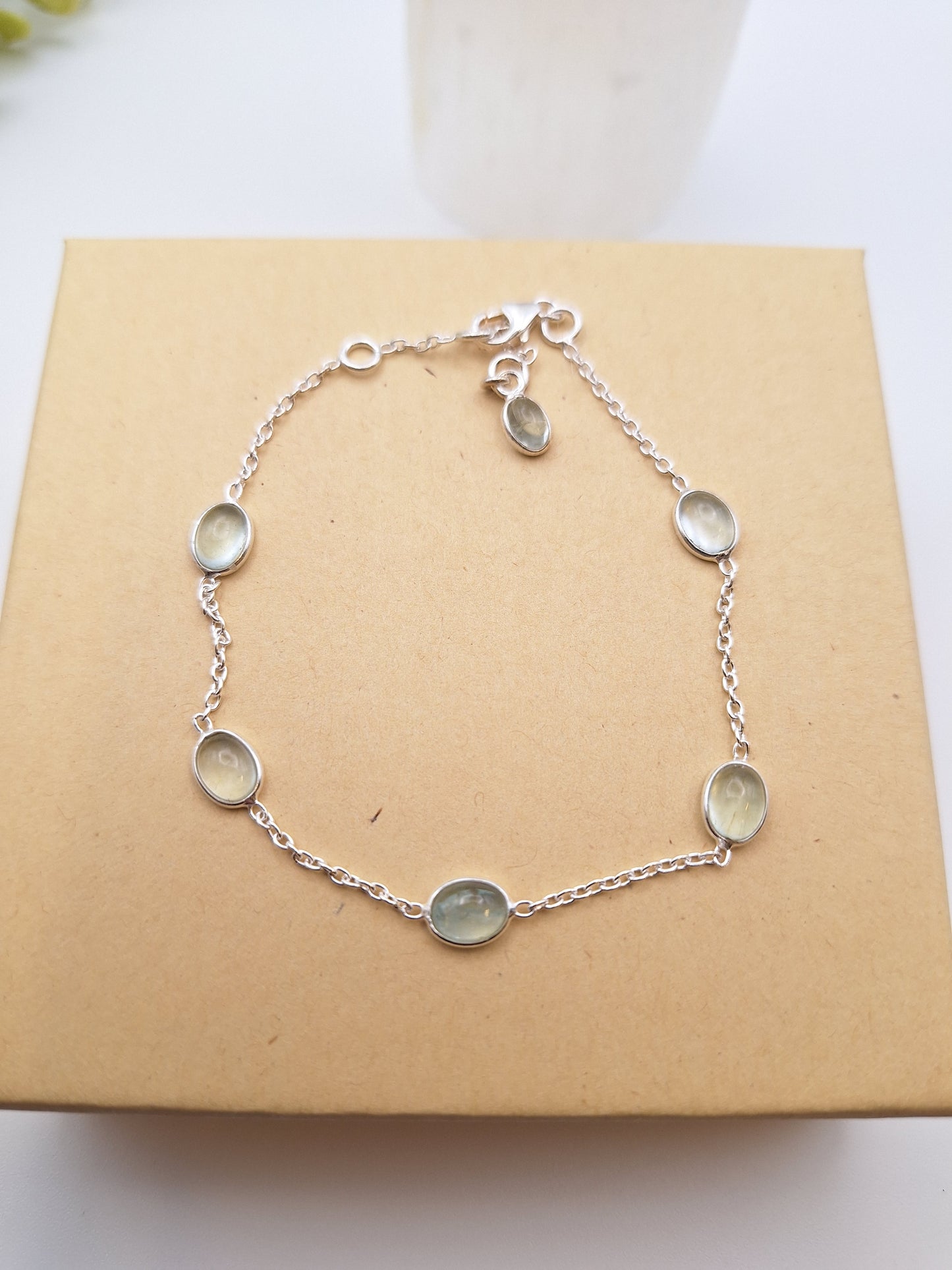 Aquamarine Sterling Silver Adjustable Bracelet