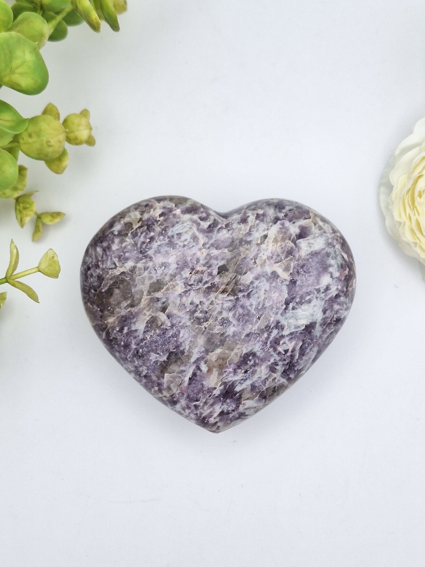 Lepidolite Heart with Smoky Quartz and Pink Tourmaline 2