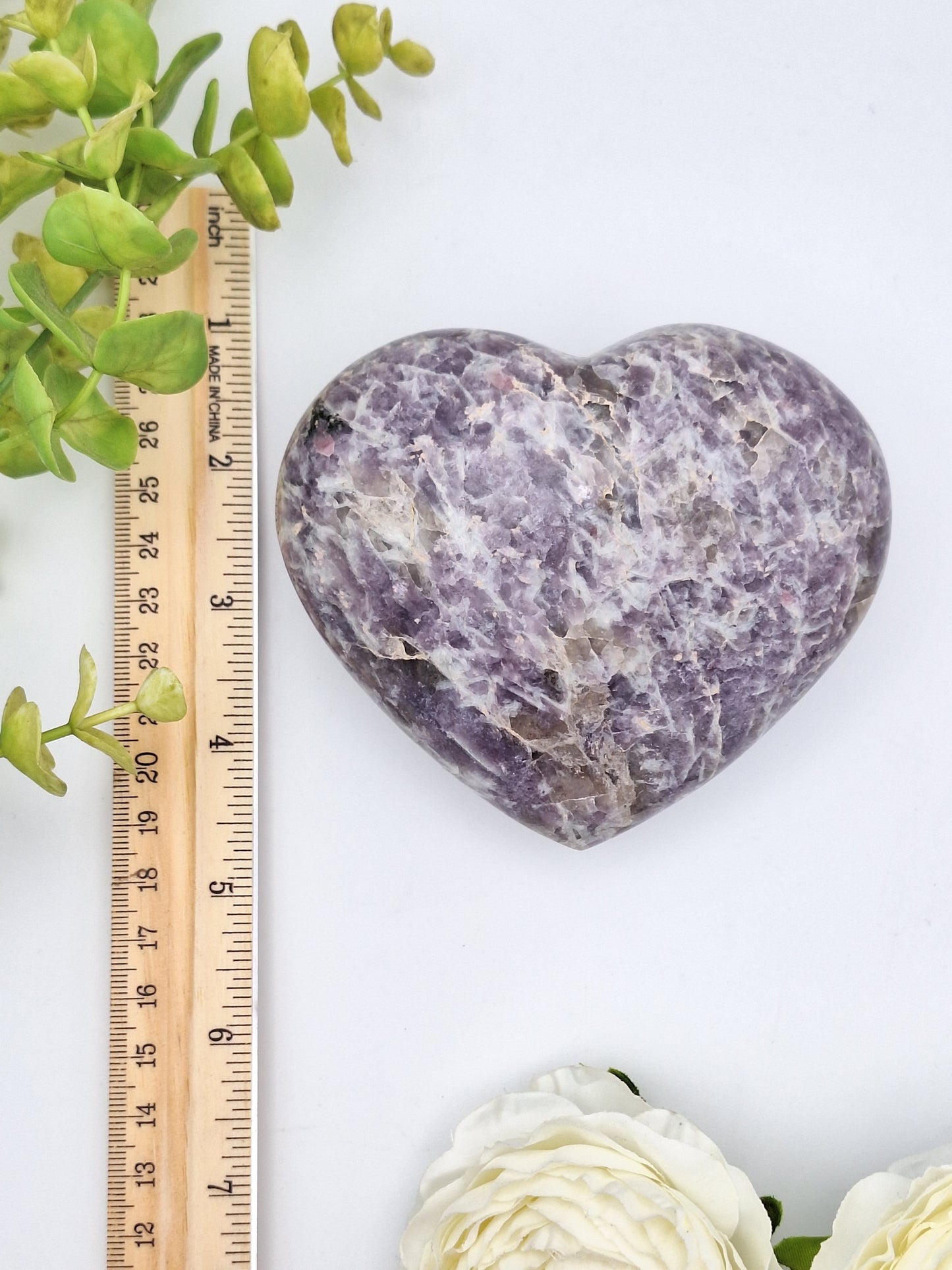 Lepidolite Heart with Smoky Quartz and Pink Tourmaline 2