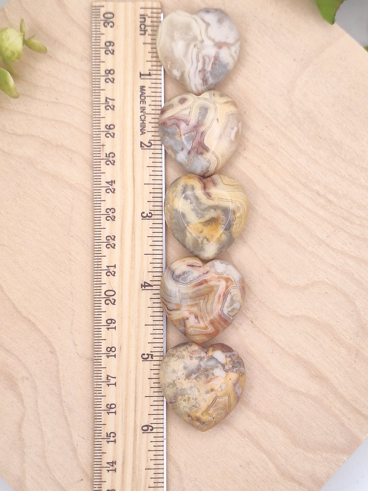 Yellow Crazy Lace Agate Small Heart